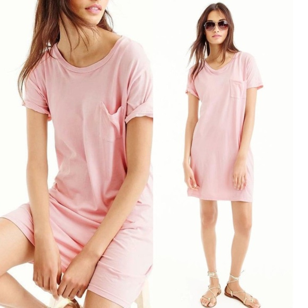 J. Crew Pink Garment Dyed T-Shirt Dress Size XS